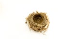 Yellow Bird`s nest isolated on the white background with free space for text Royalty Free Stock Photo