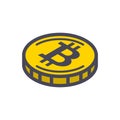 Yellow bitcoin coin