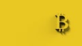 Yellow bitcoin gold sign icon Isolated with color background. 3d render isolated illustration, cryptocurrency, crypto, business,