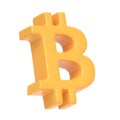 Yellow bitcoin sign isolated on white background