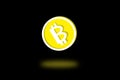 Yellow Bitcoin symbol or icon on a black background