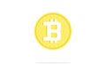 Yellow bitcoin symbol isolated on a white background