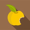 Yellow bitten apple icon, flat style Royalty Free Stock Photo