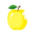 Yellow bitten apple. Vector illustration isolated on white backg