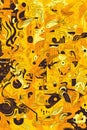 Yellow and black abstract background with lot of different shapes and sizes. Generative AI Royalty Free Stock Photo