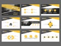 Yellow black Abstract presentation templates, Infographic elements template flat design set for annual report brochure flyer