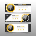 Yellow black abstract triangle corporate business banner template, horizontal advertising business banner layout template