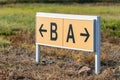 Yellow and black airport direction signs pointing taxiways. Royalty Free Stock Photo