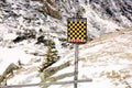 Yellow and black avalanche risk warning sign Royalty Free Stock Photo