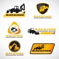 Yellow and black Backhoe construction service logo vector set design Royalty Free Stock Photo