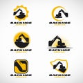 Yellow and black Backhoe logo vector set design Royalty Free Stock Photo