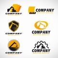 Yellow and black Backhoe service logo vector set design Royalty Free Stock Photo