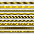 Yellow And Black Barricade Construction Tape On Transparent Background. Police Warning Line. Brightly Colored Danger or