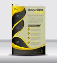 Yellow and black Brochure flyer template,newsletter design, Leaf