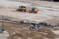 Yellow and black bulldozer pushing sand Royalty Free Stock Photo