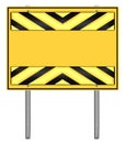 Yellow and black caution road sign