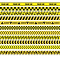 Yellow and black caution tape, seamless borders. Flat Design. Vector Illustration. Isolated On White Background Royalty Free Stock Photo