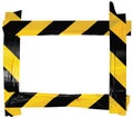 Yellow Black Caution Warning Barricade Tape Notice Sign Frame, Horizontal Adhesive Sticker Background, Diagonal Hazard Stripes Royalty Free Stock Photo