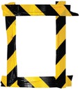 Yellow Black Caution Warning Barricade Tape Notice Sign Frame, Vertical Adhesive Sticker Background, Diagonal Hazard Stripes Royalty Free Stock Photo