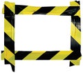 Yellow Black Caution Warning Tape Notice Sign Frame, Horizontal Adhesive Sticker Background, Diagonal Hazard Stripes Signal Safety Royalty Free Stock Photo