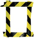 Yellow Black Caution Warning Tape Notice Sign Frame, Vertical Adhesive Sticker Background, Diagonal Hazard Stripes Signal Safety Royalty Free Stock Photo