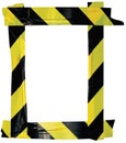 Yellow Black Caution Warning Tape Notice Sign Frame, Vertical Adhesive Sticker Background, Diagonal Hazard Stripes Signal Safety