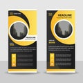 Yellow black Circle roll up business brochure flyer banner design , cover presentation abstract geometric background, Royalty Free Stock Photo