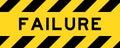 Yellow and black with line striped label banner with word failure