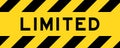 Yellow and black with line striped label banner with word limited