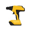 Yellow-black cordless drill. Power tool. Electric driver. Isolated flat vector icon