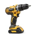Yellow and black cordless power drill with battery pack Royalty Free Stock Photo