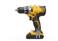 Yellow and black cordless power drill isolated on white background Royalty Free Stock Photo