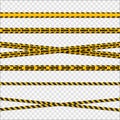 Yellow and black danger tapes. Caution lines isolated. Vector