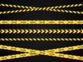Yellow and black danger tapes. Caution lines . Vector