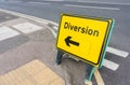 Yellow and black diversion sign