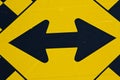 Yellow Black Double Arrow Road Sign Highway Sign Royalty Free Stock Photo