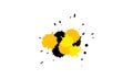 yellow black drop splatter splash painting brush grunge style on white background