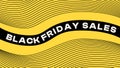 Yellow Black Friday Slae Modern Banner Template with Abstract Black Stripe Line Waves