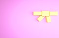 Yellow Black karate belt icon isolated on pink background. Minimalism concept. 3d illustration 3D render