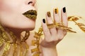 Yellow black manicure. Royalty Free Stock Photo