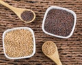 Yellow and black mustard grains