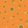 Yellow black and orange Halloween candy seamless pattern. Royalty Free Stock Photo