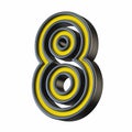 Yellow black outlined font Number 8 EIGHT 3D