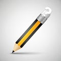A yellow and black pencil with a sharp graphite tip and a silver ferrule. Instead of a traditional Royalty Free Stock Photo