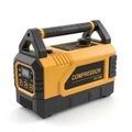 Yellow and Black Portable Air Compressor with Digital Display and Handle device Royalty Free Stock Photo