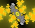 Yellow silver shapes, baroque fantasy fractal, abstract flowery spiral shapes, background Royalty Free Stock Photo