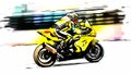 Yellow and black racing motorbike pop art style