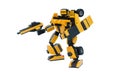 Yellow and black robot from lego assembled by hands isolate Royalty Free Stock Photo