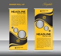 Yellow and black Roll up banner stand template vintage banner