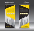 Yellow and black Roll up banner template vector, flyer